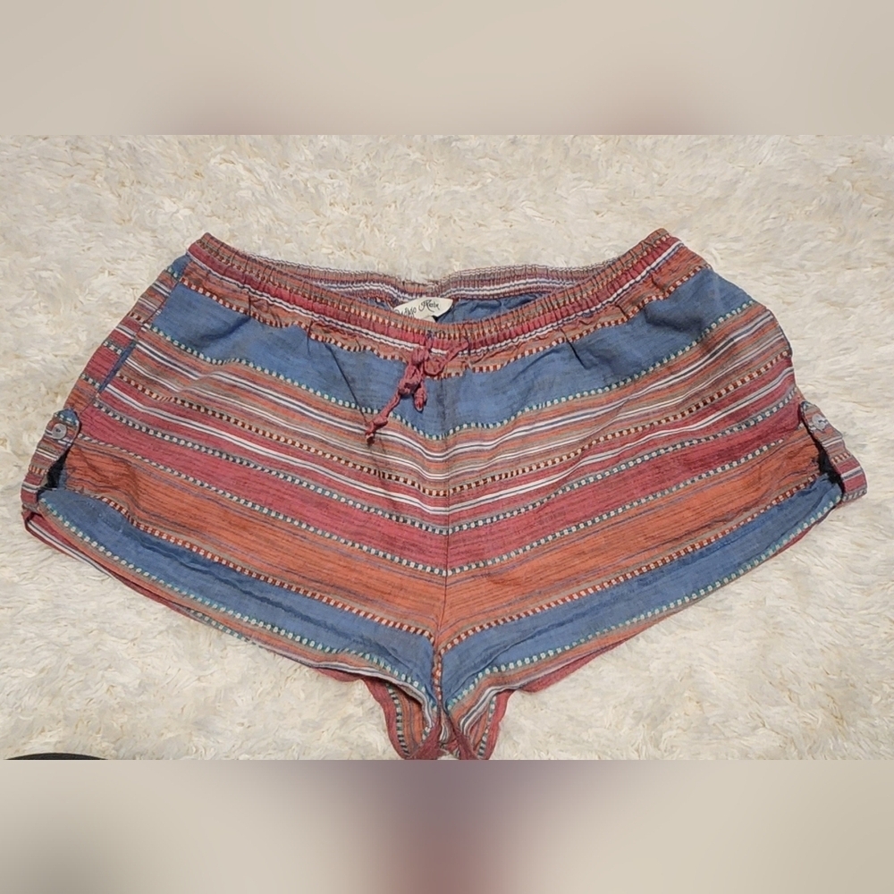INDIGO REIN Southwestern Boho Baggy Fit Striped Women's Short Shorts Sz. XL